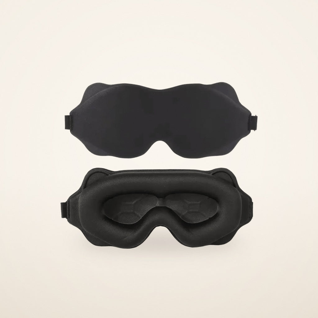 Masque de nuit 3D noir, vu de dessus et de l’intérieur