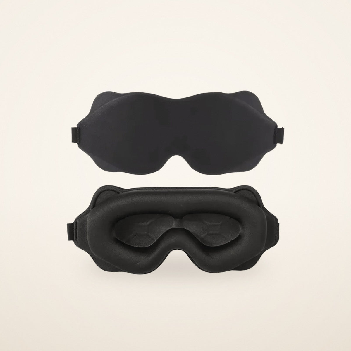 Masque de nuit 3D noir, vu de dessus et de l’intérieur