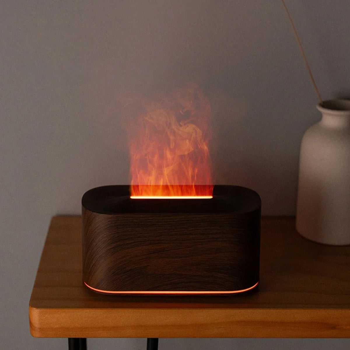 Diffuseur effet flamme bois foncé